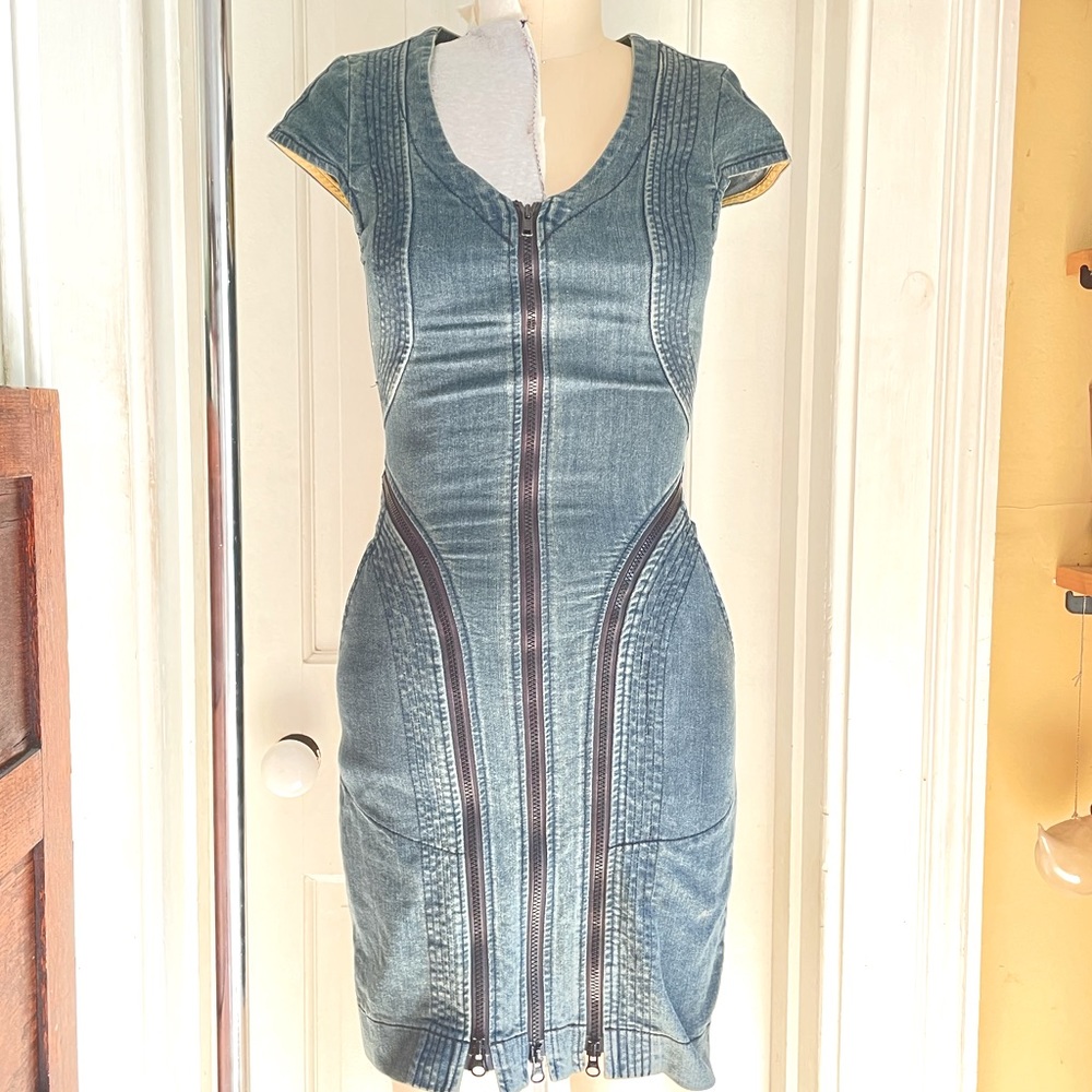 Prairie Underground Triptych Denim Zipper Dress XS